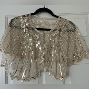 Roaring 20’s Gold Sequined Embellished Capelet
